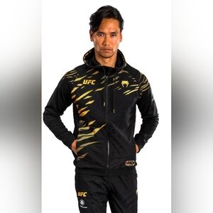 UFC Men's Black Jacket with Gold Accents